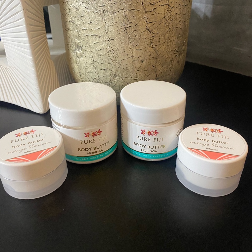 Pure Fiji butter Body Lotion organic Travel size 2x 2oz & 2x 0.5 oz